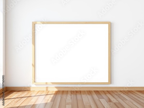 Frame of wooden floor with clean and minimalist design, template, wooden floor mockup