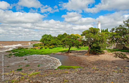 Colonia del Sacramento,  Uruguay  - December 21. 2019:  View of the Colonia historic quarter,  one of the oldest towns in Uruguay and famous for it's colonial Portuguese and Spanish buildings . Coloni photo