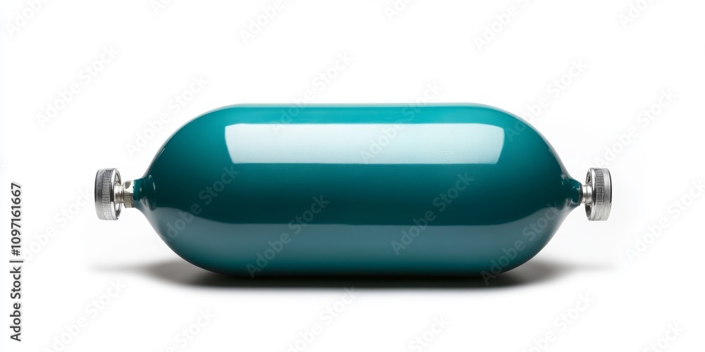 teal oxygen tank isolated on white background, showcasing its sleek design teal oxygen tank isolated on white background, showcasing its sleek design