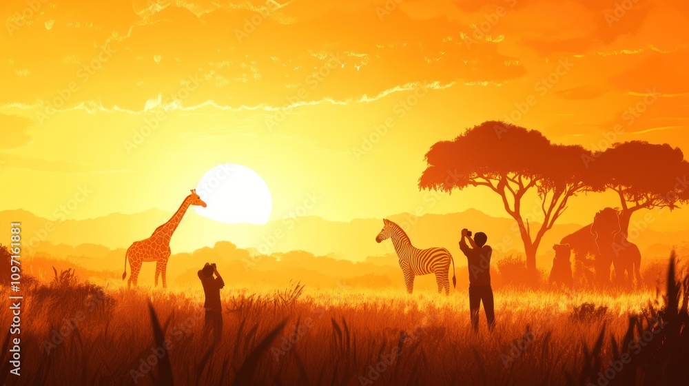 African Safari Sunset Silhouette Wildlife Photography African Safari Sunset Silhouette Wildlife Photography