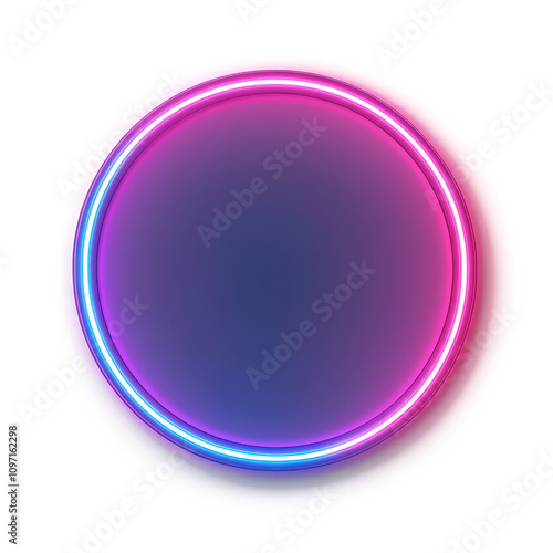 Glowing neon circle on a transparent background. transparent background