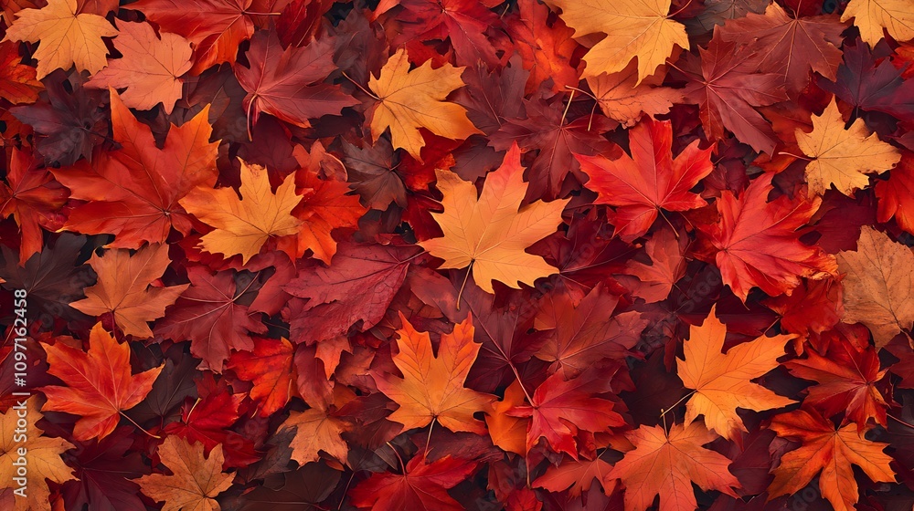 Fototapeta premium A vibrant collection of autumn leaves in shades of red, orange, and yellow.