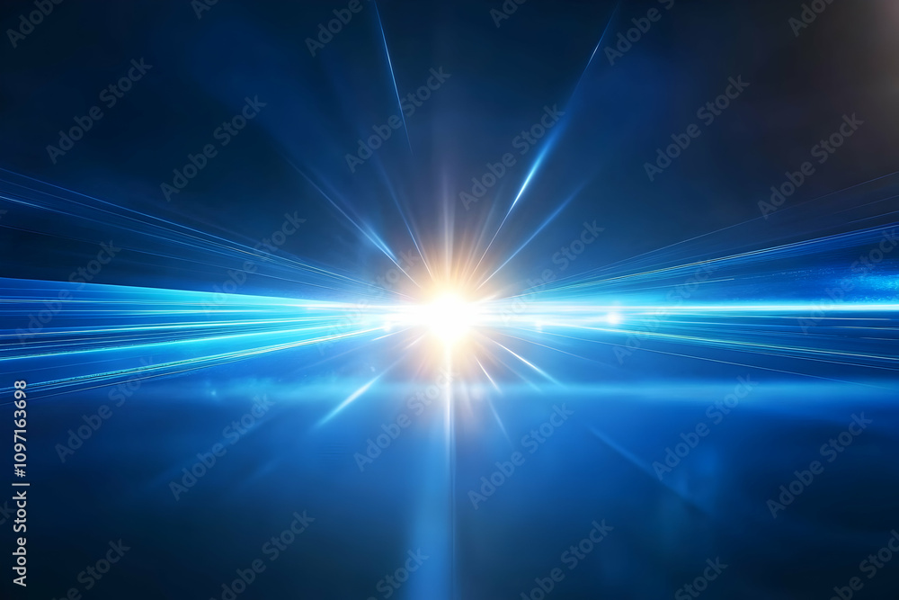 Panoramic view of reflective blue laser light rays against a dark background 4k image Panoramic view of reflective blue laser light rays against a dark background 4k image