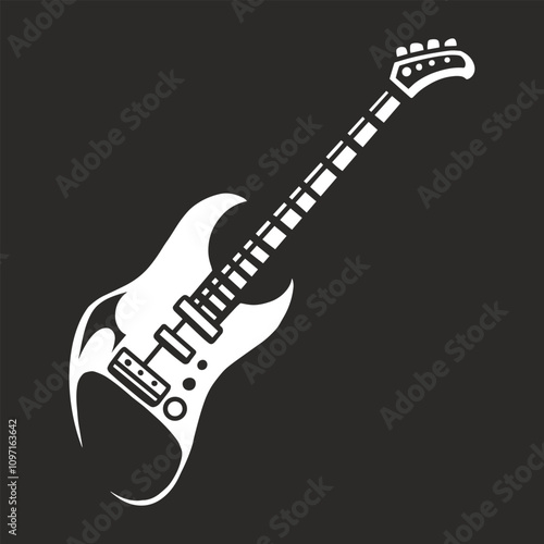 White electric guitar on black