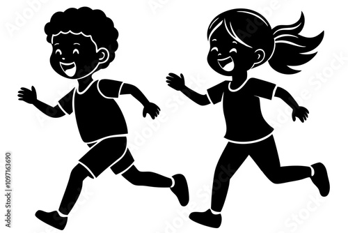 Children Running Vector Illustration - Playful and Dynamic Design for Kids