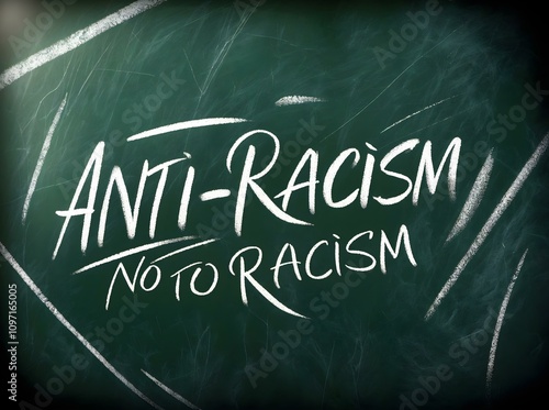 An impactful anti-racism declaration clearly written on a chalkboard for awareness photo