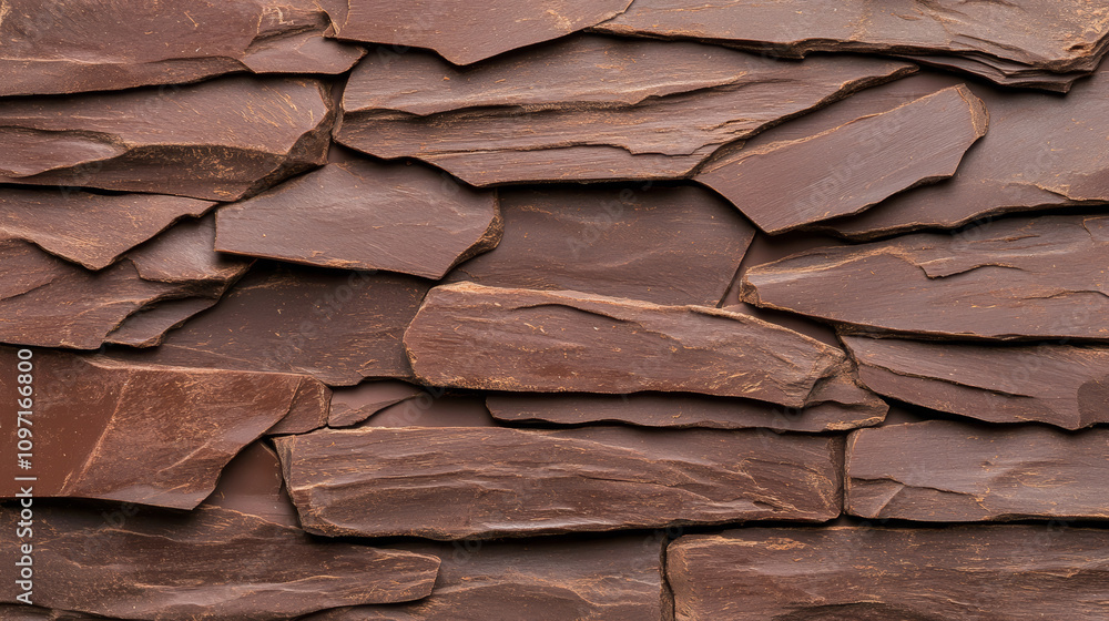 A textured close-up of layered brown stone, showcasing irregular shapes and shades, ideal for adding a rustic or natural look to interiors or exteriors. A textured close-up of layered brown stone, showcasing irregular shapes and shades, ideal for adding a rustic or natural look to interiors or exteriors.