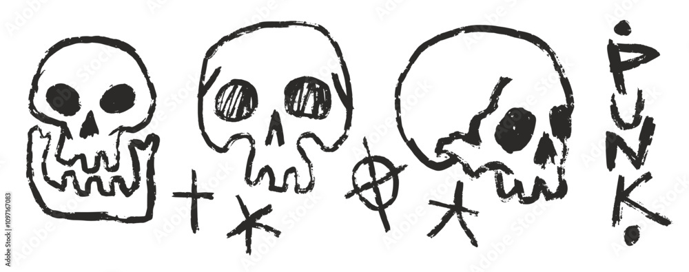 Punk-themed unique skull art Punk-themed unique skull art