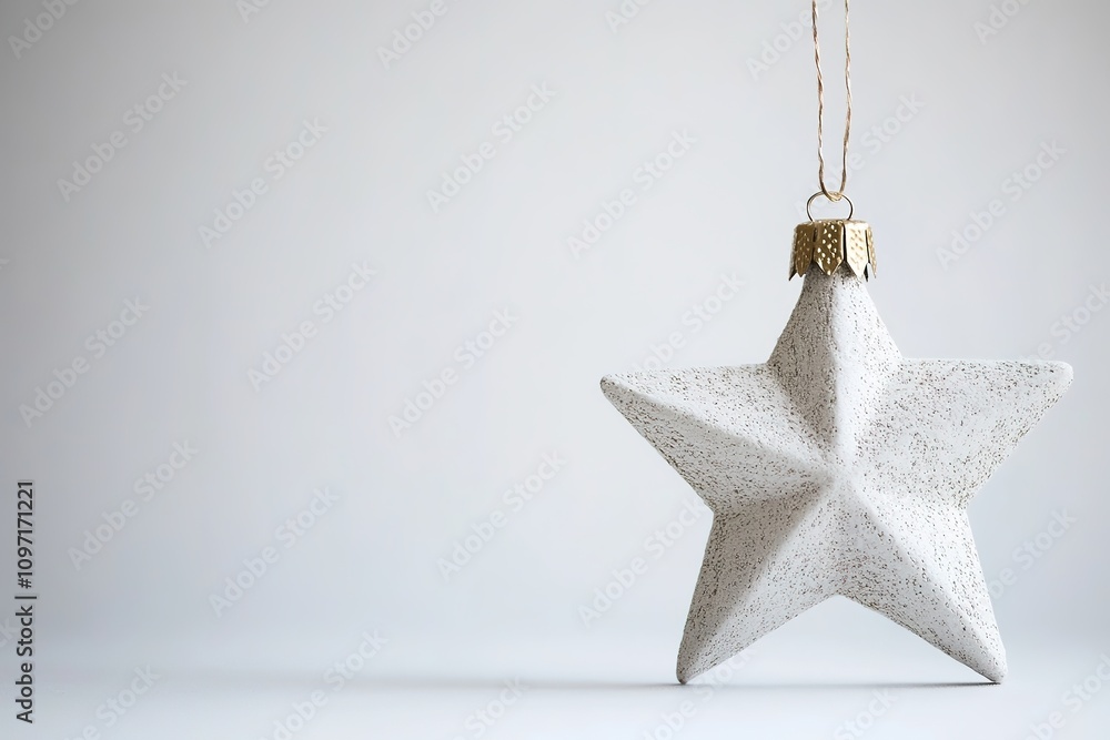 Hanging white star ornament on a plain background Hanging white star ornament on a plain background