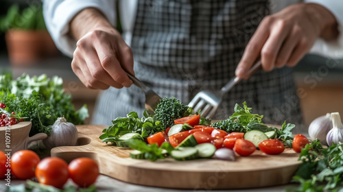 Healthy Meal Preparation in Modern Kitchen