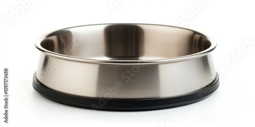 Stainless steel pet food bowl with non slip base for stability photo