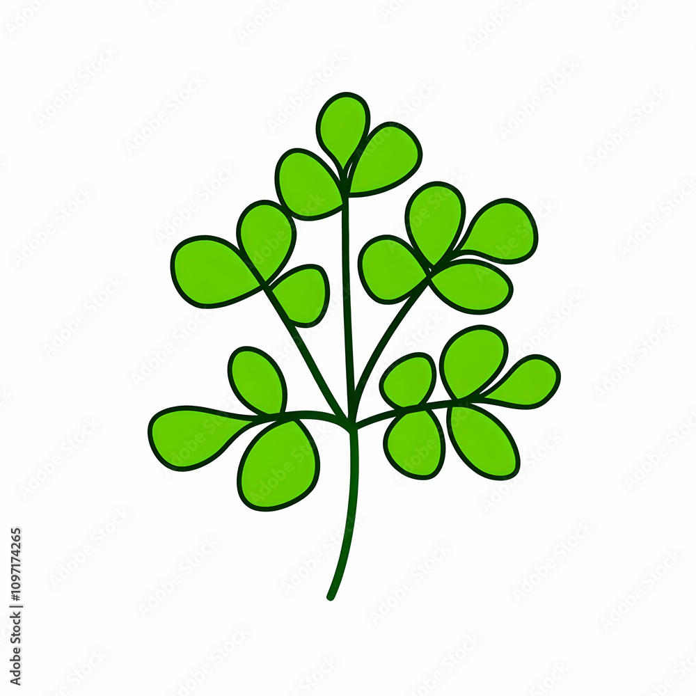 Simple Vector Line Drawing of Green Leaves for Design Projects Simple Vector Line Drawing of Green Leaves for Design Projects