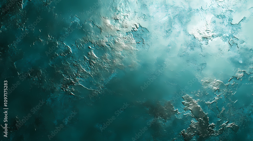 Obraz premium Brushed metallic teal background, soft gradient and reflective texture with copy space. Burnished Metallic Glow. Illustration
