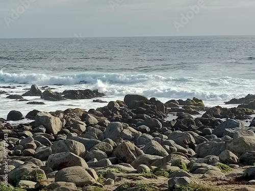 waves crashing on rocks