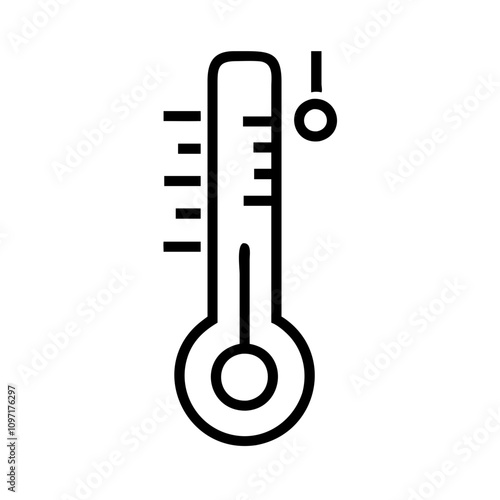 Wall thermometer icon with temperature indicator in minimalist style, black outline design