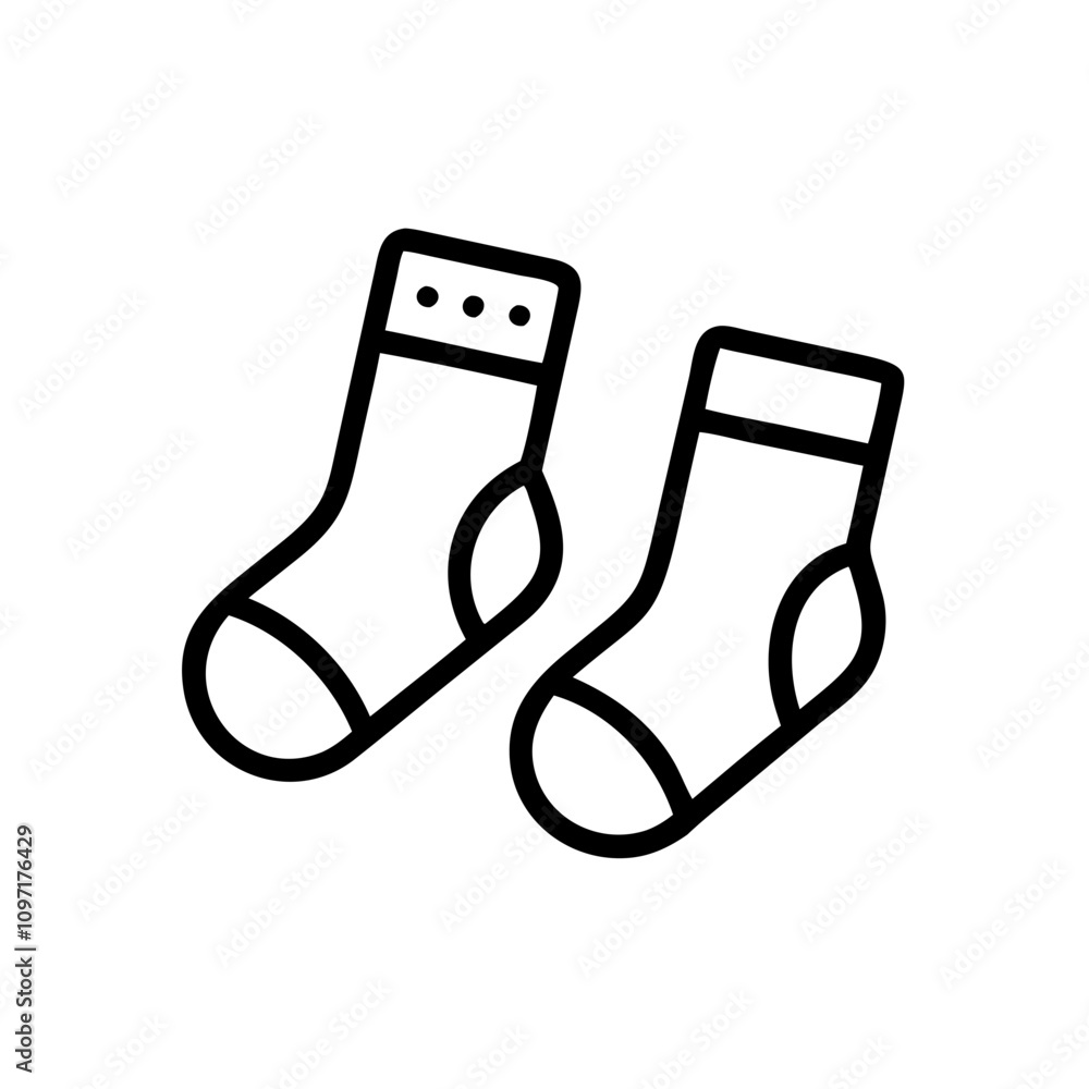 Warm socks icon with pattern in minimalist style, black outline design Warm socks icon with pattern in minimalist style, black outline design