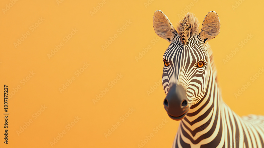 3d render of a zebra posing on an orange background, creating a striking visual contrast 3d render of a zebra posing on an orange background, creating a striking visual contrast