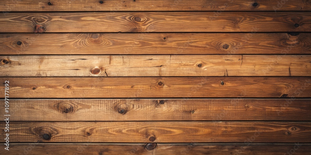Close-up of horizontal wooden planks with rich brown tones and natural knots, ideal for backgrounds, textures, or rustic designs Close-up of horizontal wooden planks with rich brown tones and natural knots, ideal for backgrounds, textures, or rustic designs
