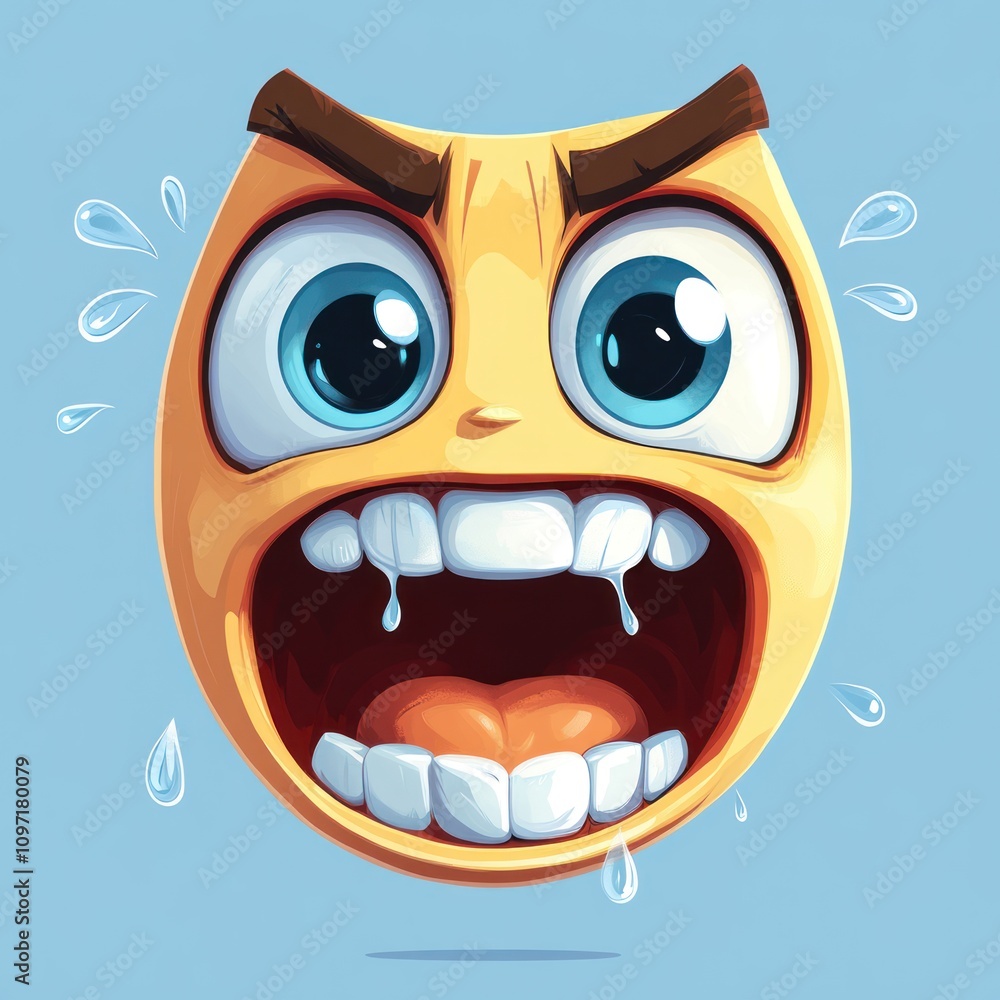 Terrified Cartoon Face Wide Open Mouth Drooling Terrified Cartoon Face Wide Open Mouth Drooling
