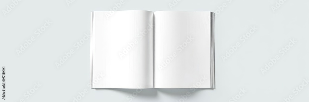 An open magazine with a blank cover mockup, ideal for showcasing designs or advertisements, presentation, print, open An open magazine with a blank cover mockup, ideal for showcasing designs or advertisements, presentation, print, open