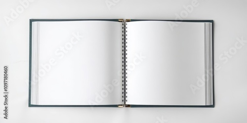 An open vertical photo album mockup with customizable pages and cover design, mockup, image