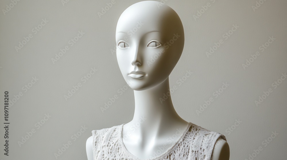 White Mannequin Wearing a Lacy Sleeveless Top White Mannequin Wearing a Lacy Sleeveless Top