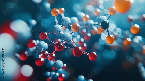 Molecular structures, non-cardioselective beta blockers, timolol molecules, 3D models, structural chemical formulas, and color-coded atoms photo