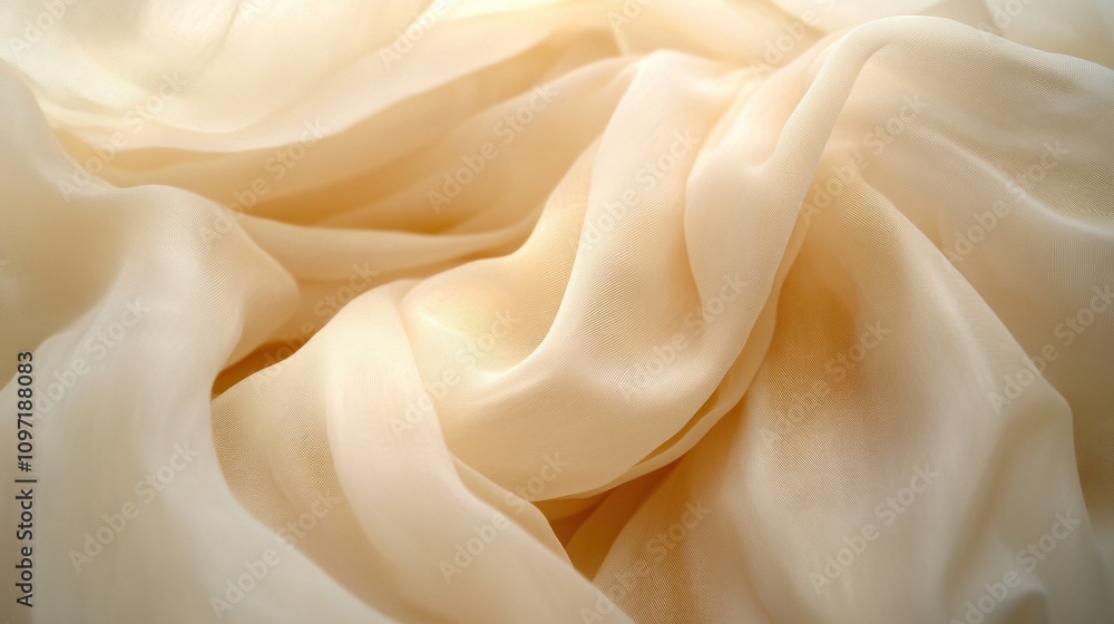 A close-up of soft, flowing cream-colored fabric, highlighting its texture and movement. A close-up of soft, flowing cream-colored fabric, highlighting its texture and movement.