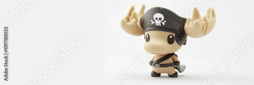 A cute cartoon moose dressed as a pirate, showcasing a playful design. photo