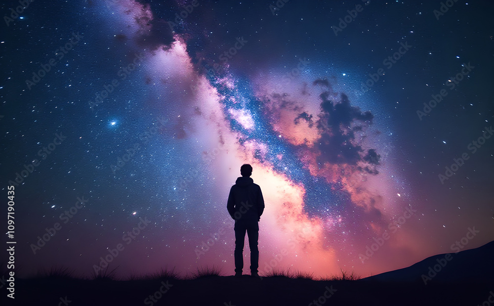 man standing in front of milky way, silhouette of person, universe, space, stargazing, astronomy, dark silhouette, celestial, starry night man standing in front of milky way, silhouette of person, universe, space, stargazing, astronomy, dark silhouette, celestial, starry night