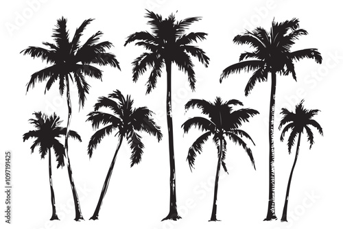 Palm tree silhouette set vector design