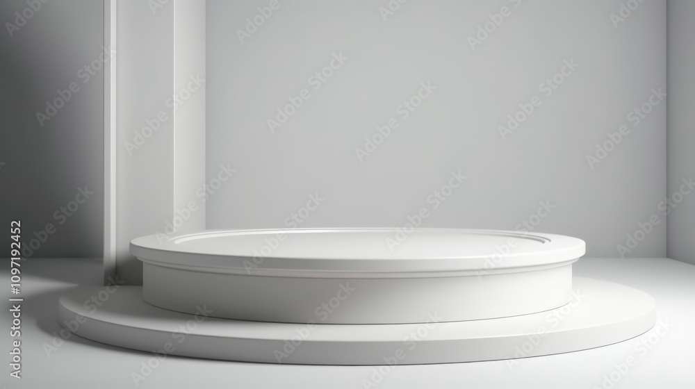 Whimsical Display. shelf stands in a room, awaiting product demonstration. Generative AI Whimsical Display. shelf stands in a room, awaiting product demonstration. Generative AI
