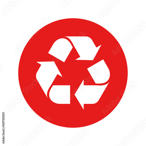 Red recycle symbol for metal waste