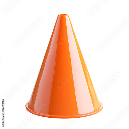 A shiny orange traffic cone used for directing or warning in various settings.