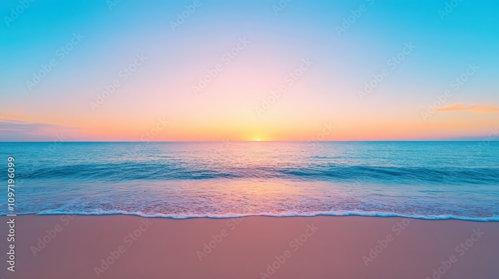 The ocean is calm and the sky is a beautiful shade of pink The ocean is calm and the sky is a beautiful shade of pink