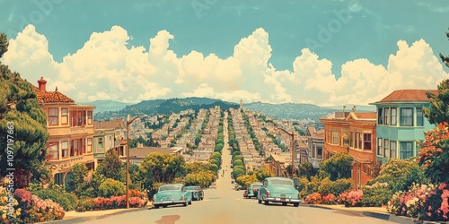 Classic Cars Ascend A Picturesque San Francisco Hill