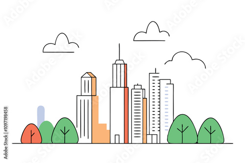 Modern commercial skyscrapers vector illustration