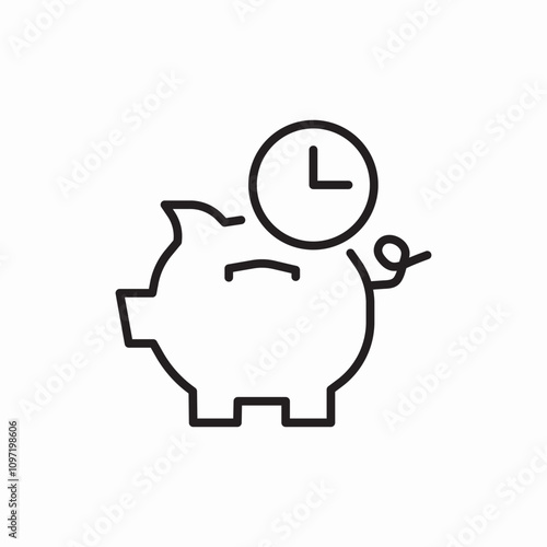 piggy bank time icon sign vector