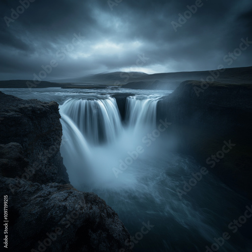 Stunning view of the Godafoss waterfall on Skjalfandafljot river. Location place Bardardalur, Northern Iceland, Europe. Popular tourist attraction. Photo wallpaper. Discovery the beauty of earth. photo