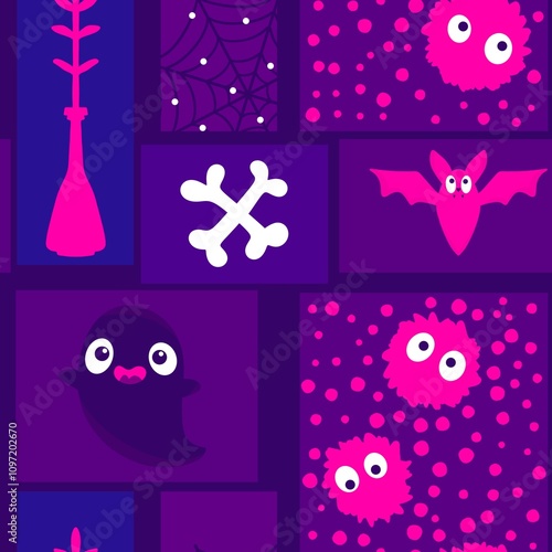 Halloween ghost seamless cute cartoon pattern for wrapping paper and fabrics