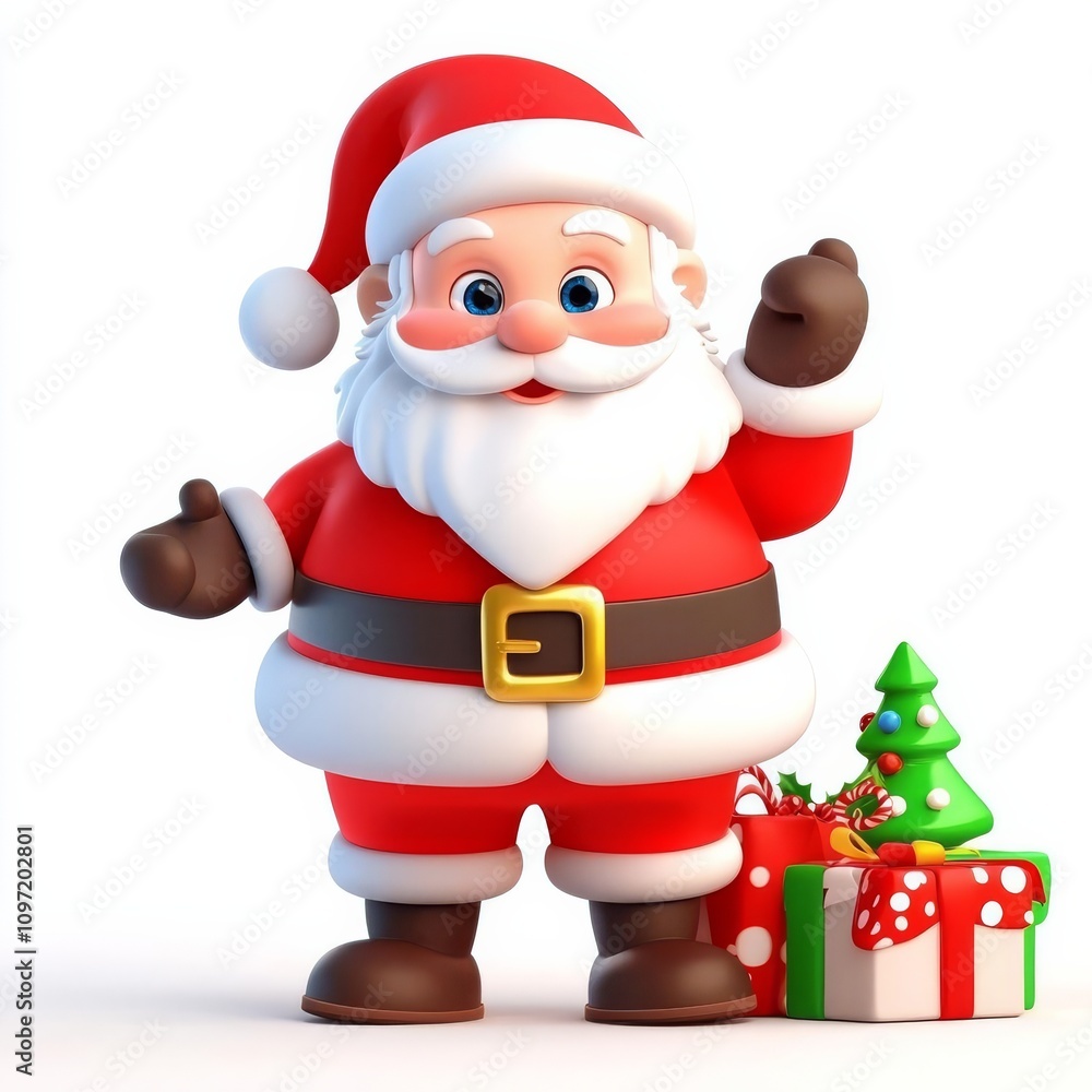 Cute cartoon Santa Claus with gifts, embodying joy and holiday spirit. Cute cartoon Santa Claus with gifts, embodying joy and holiday spirit.