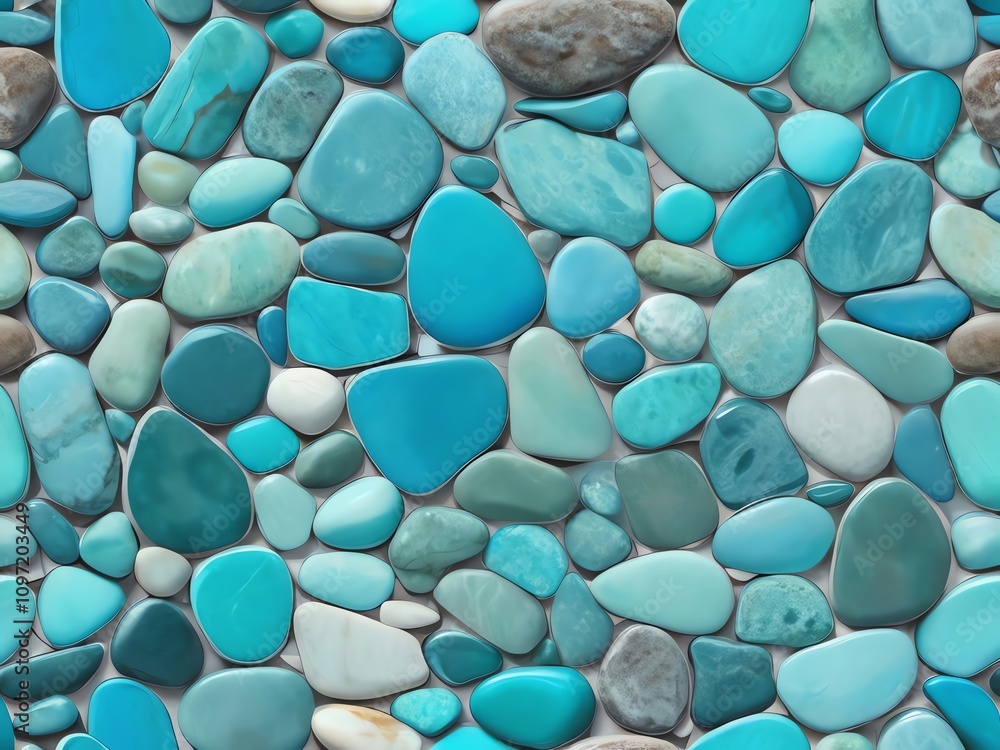 Serene Aqua Pebbles: A Textured Symphony of Blue Serene Aqua Pebbles: A Textured Symphony of Blue
