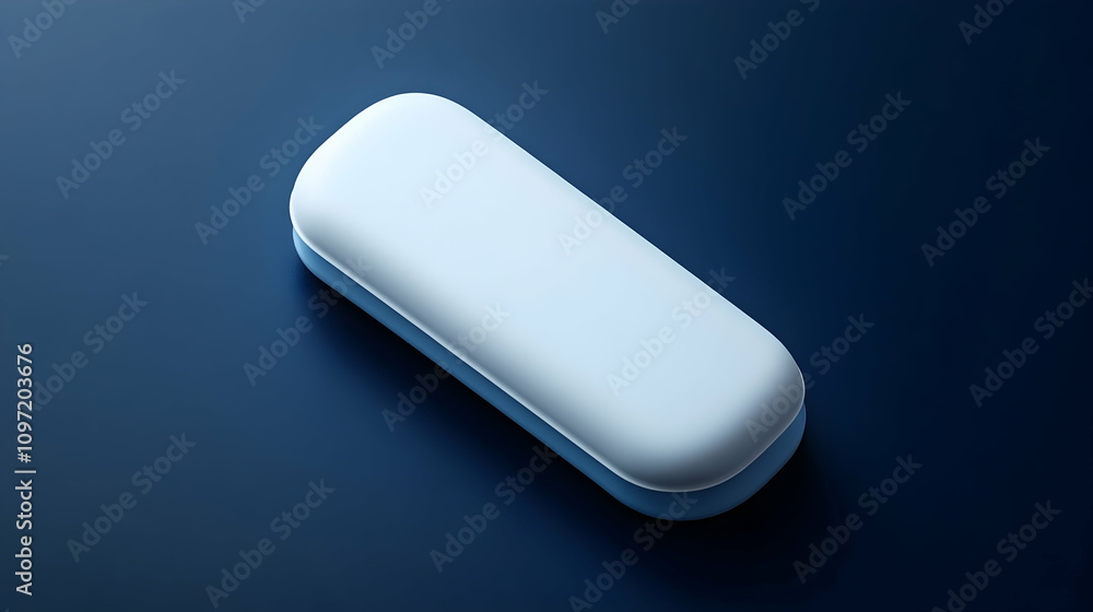 A sleek, light blue rectangular case rests on a dark blue background. A sleek, light blue rectangular case rests on a dark blue background.
