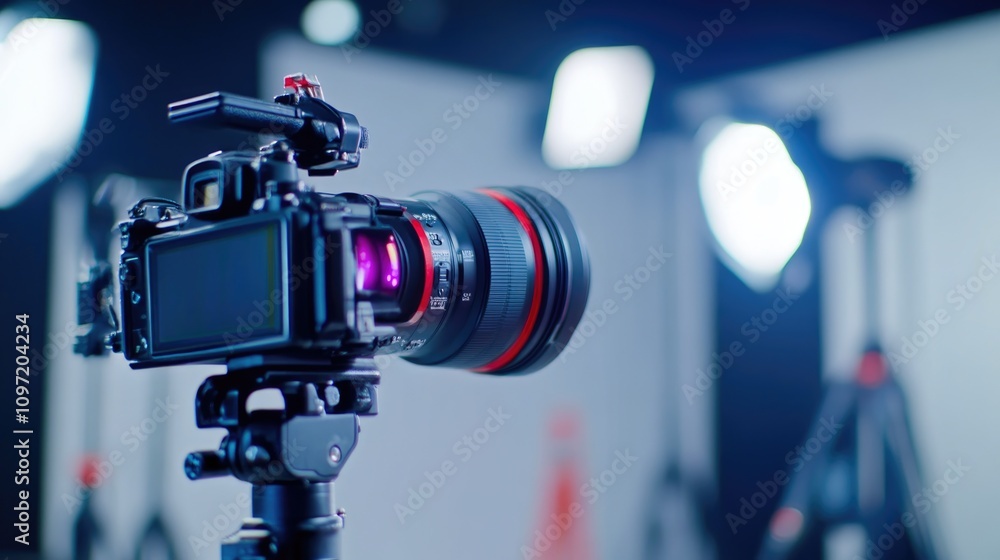 Close-Up View of Camera Lens Reflecting Photography Equipment Close-Up View of Camera Lens Reflecting Photography Equipment