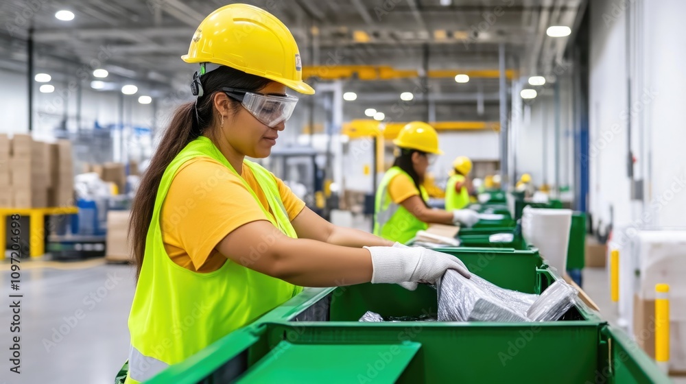 custom made wallpaper toronto digitalClose-Up of Workers in Recycling Plant Sorting Materials