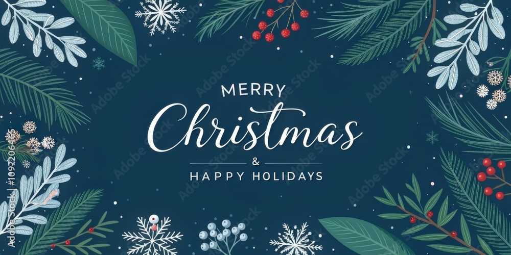 Obraz premium Christmas greeting card with christmas tree