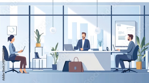 Wallpaper Mural Modern Office Workers Collaborate on Projects Together Torontodigital.ca