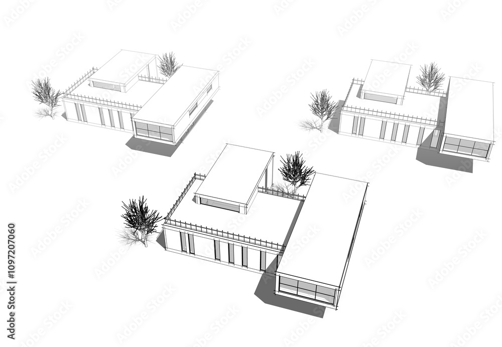 Obraz premium modern house architecture 3d illustration