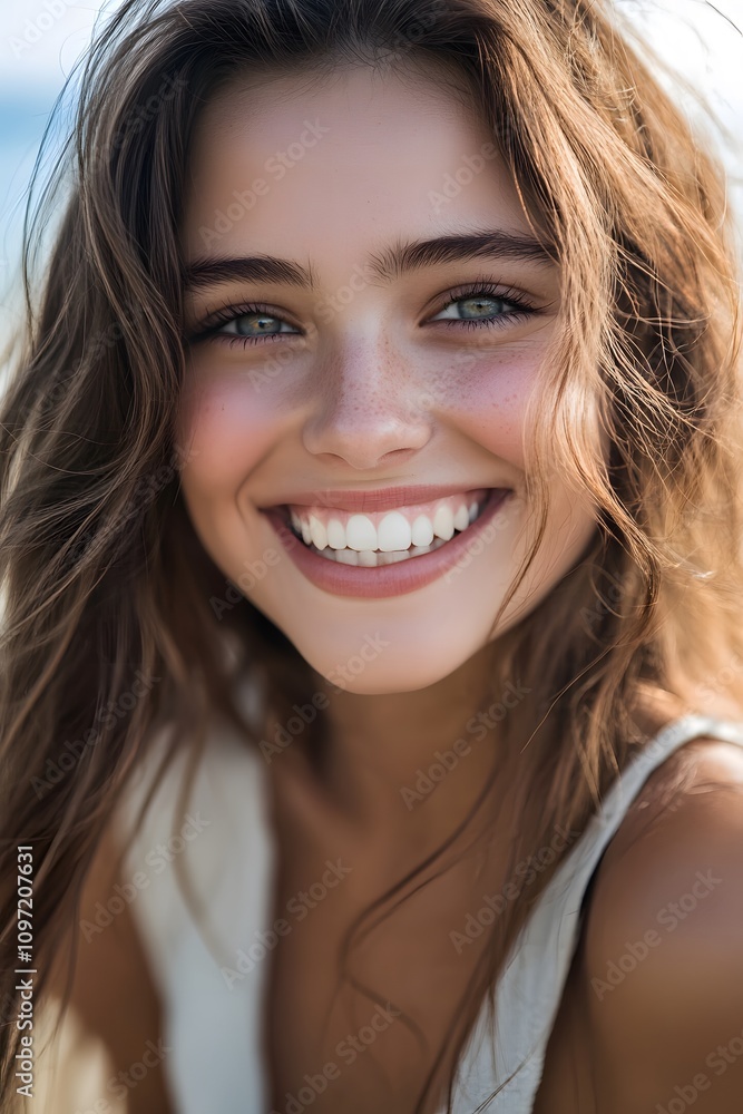 Beautiful wide smile of young woman Beautiful wide smile of young woman