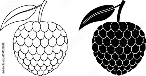 outline silhouette sugar apples fruit icon set